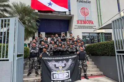 notícia: Hemopa recebe policiais militares em ação coletiva de doação de sangue