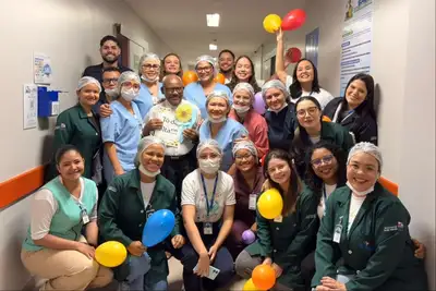 notícia: Hospital Santa Rosa transforma alta hospitalar em momento de celebração da vida