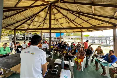 notícia: Semas forma agentes ambientais em comunidades ribeirinhas no Lago Sapucuá, em Oriximiná