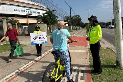 notícia: Detran faz ação educativa em Belém para reforçar a segurança de quem anda de bicicleta