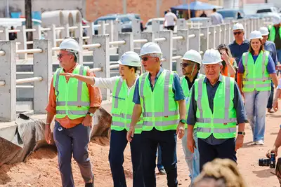 notícia: Governadora Hana Ghassan acompanha os avanços da obra do Canal da Caraparu, em Belém 